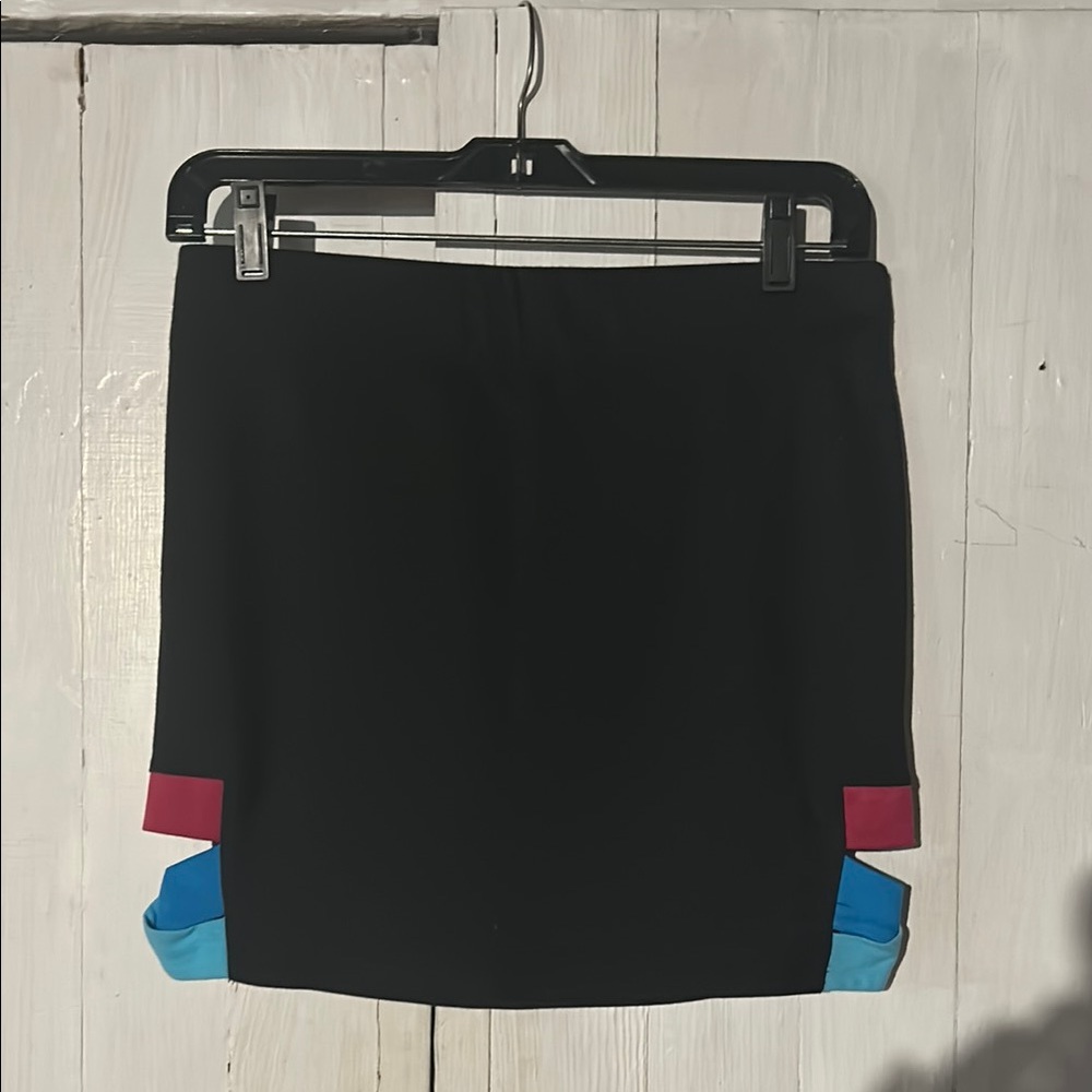 Black and Red Mini Athletic Pencil Skirt with Cut Out